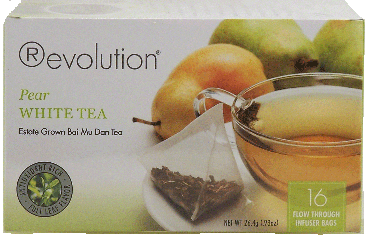 Revolution  pear white tea, estate grown bai mu don tea, 16 flow through infuser bags Full-Size Picture